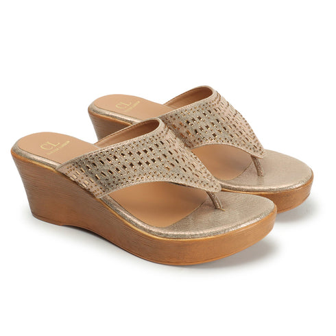 Women's Embellished Open Toe Wedge Heels Sandal