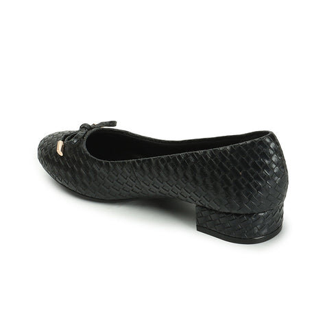 Women's Textured Round Toe Block Heel Pumps