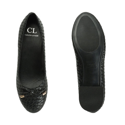 Women's Textured Round Toe Block Heel Pumps