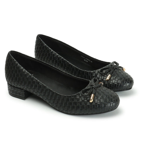 Women's Textured Round Toe Block Heel Pumps