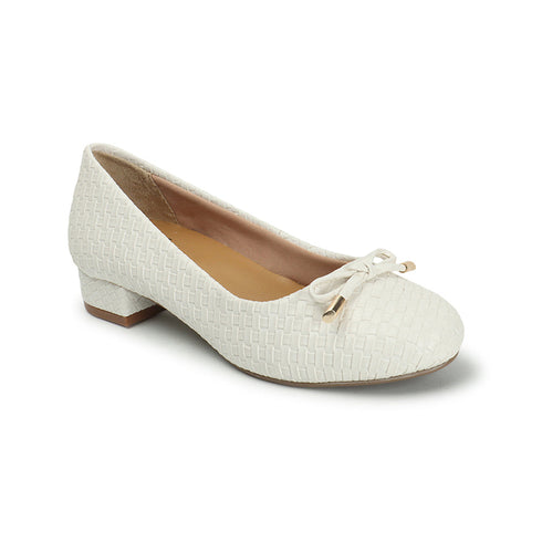 Women's Textured Round Toe Block Heel Pumps
