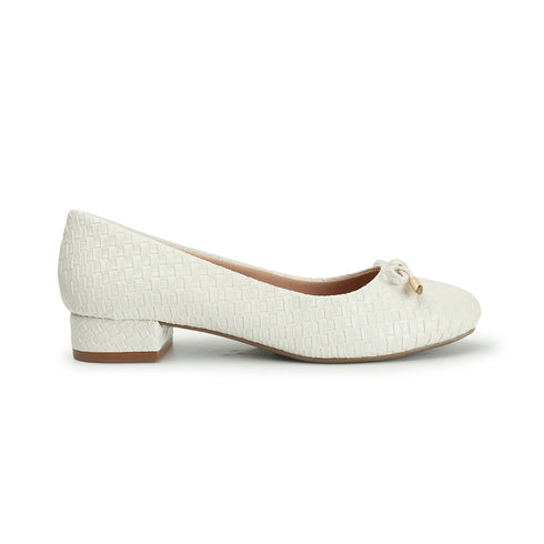 Women's Textured Round Toe Block Heel Pumps