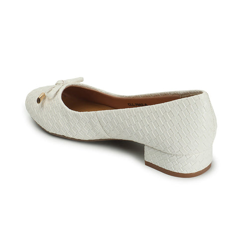 Women's Textured Round Toe Block Heel Pumps