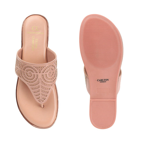 Women's Beautifully Embellished Wide Thong Strap Thong Sandals