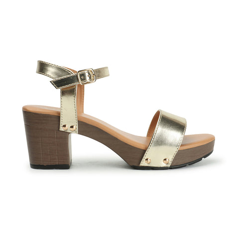 Women's Textured Block Heels Sandals