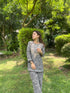 Amita in Chikankari Co-ord set in Polysilk for Women- Black With Golden