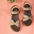 Women's Taupe Bow Strap Comfort Sandals