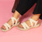 Women's Beige Strappy Comfortable Wedge Sandals