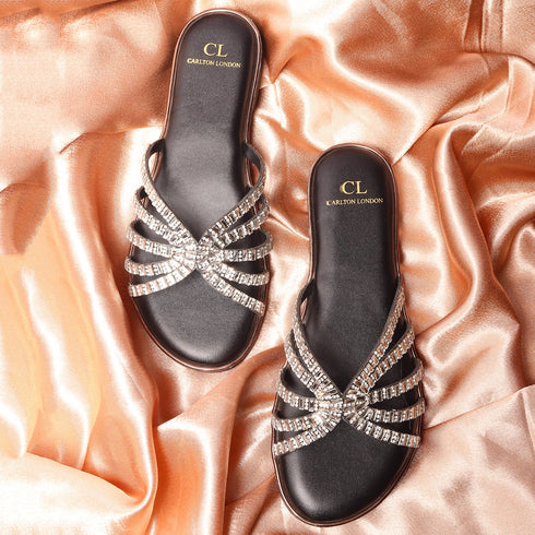Women's Sparkling Interwoven Strap Sandals