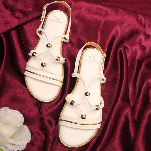 Women's Gold-Toned Bead-Detail Sandals
