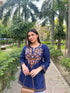 Asna in Kashmiri Aari Work Cotton Short Kurta – Navy Blue