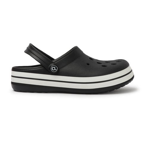Men Striped Band Perforated Clogs