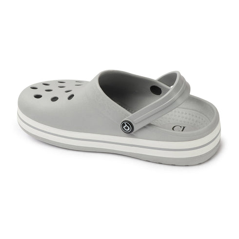 Men Striped Band Perforated Clogs