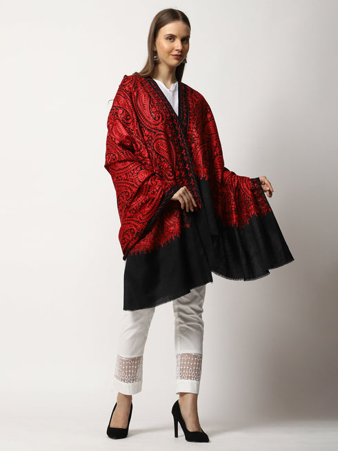 Women's Aari Embroidered Wool Shawl