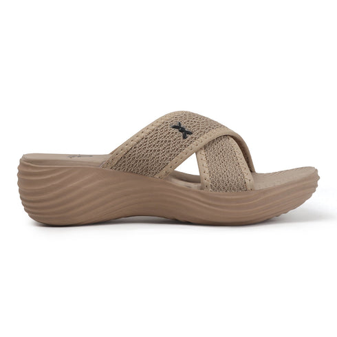 Women's Knitted Cross-Strap Toe-Loop Comfort Wedge Sandal
