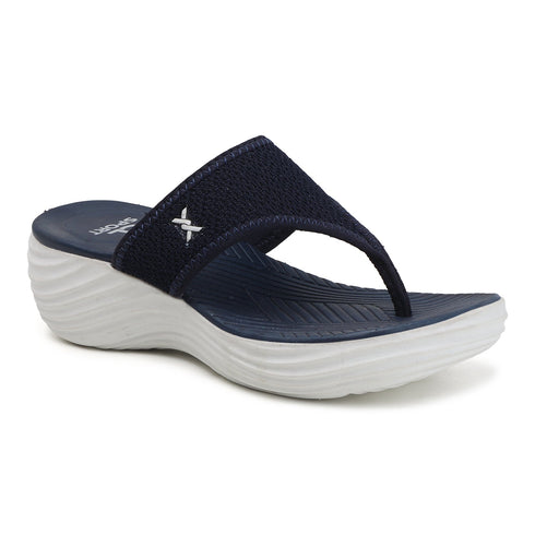 Women's Knitted Thong Strap Arch Support Wedge Sandal