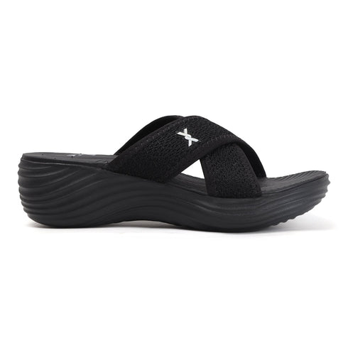 Women's Knitted Cross-Strap Toe-Loop Comfort Wedge Sandal