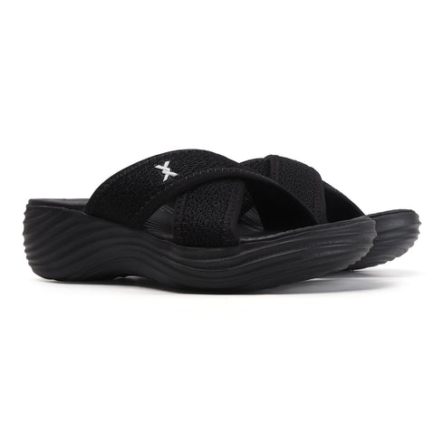 Women's Knitted Cross-Strap Toe-Loop Comfort Wedge Sandal
