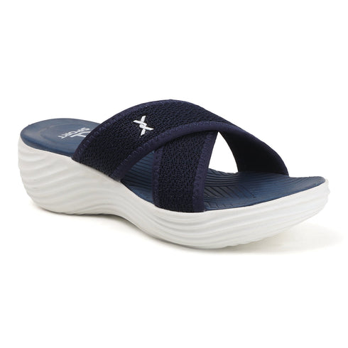 Women's Knitted Cross-Strap Toe-Loop Comfort Wedge Sandal
