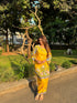 Nidhi in Printkari Poly Muslin Co-ord set in Yellow