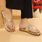 Women's Metallic Thong Sandals with Gold-Tone Ring