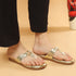 Women's Metallic Thong Sandals with Gold-Tone Ring
