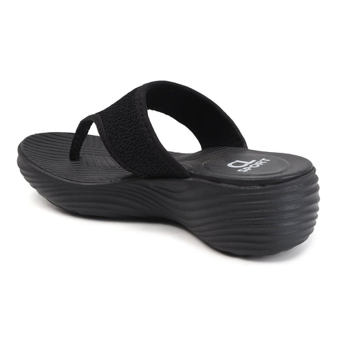 Women's Knitted Thong Strap Arch Support Wedge Sandal