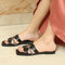 Women's Rhinestone-Detail Double-Strap Slides