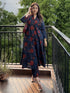 Navy Blue Pure Cotton Floral Printed A-line Kurta Pant Set