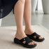 Women's Knitted Cross-Strap Toe-Loop Comfort Wedge Sandal