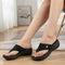 Women's Knitted Thong Strap Arch Support Wedge Sandal