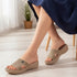Women's Woven Strap Cutout Detail Comfort Wedge Sandal