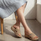 Women's Woven Strap Cutout Detail Comfort Wedge Sandal