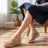 Women's Knitted Thong Strap Arch Support Wedge Sandal