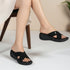 Women's Woven Strap Cutout Detail Comfort Wedge Sandal