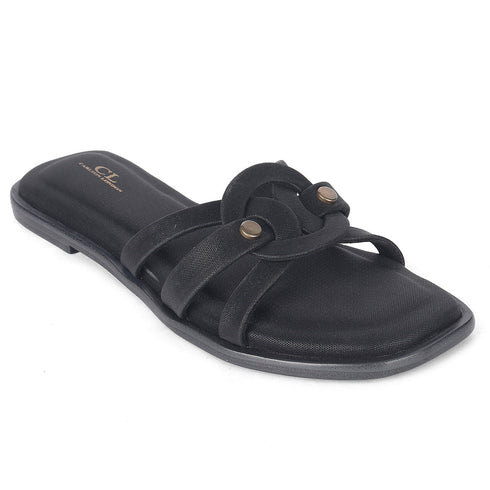 Women's Elegant Flat Slide Sandal with Interlocking Detail