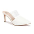 White Slip-On Pointed Toe Women Mule Heels