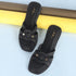 Women's Elegant Flat Slide Sandal with Interlocking Detail