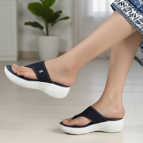 Women's Knitted Thong Strap Arch Support Wedge Sandal
