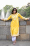 Sugandh in Cotton Chikankari Long Kurta Yellow