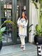 Bhavya in Kashmiri Aari Work Cotton Kurta Set - White With Blue