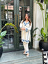 Bhavya in Kashmiri Aari Work Cotton Kurta Set - White With Blue