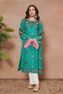 Komal x HOK Falak Kashmiri Long Kurta In Turquoise Blue Muslin With Aari