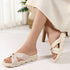 Women's Comfort Knit Knot Strap Embellished Slide Sandal