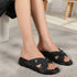 Women's Comfort Knit Knot Strap Embellished Slide Sandal