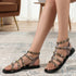 Women's Patent Studded Gladiator Flat Sandals