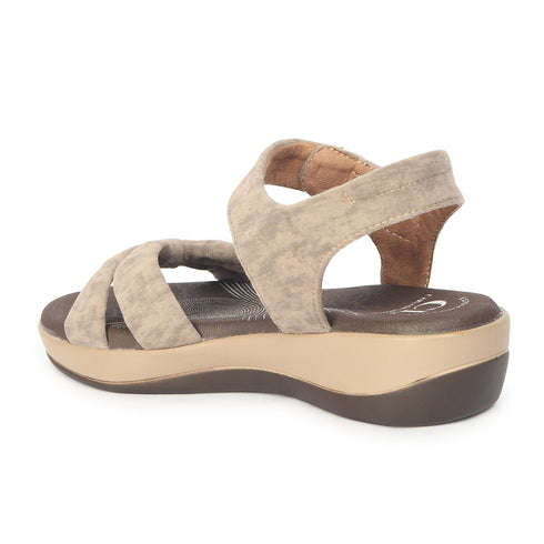 Women's Taupe Bow Strap Comfort Sandals