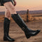Women's Tall Embroidered Knee-High Riding Style with Western Boot Buckle Detail