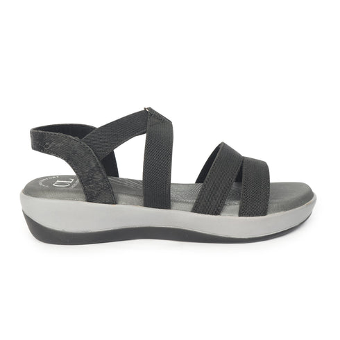 Women's Black Strappy Comfortable Wedge Sandals