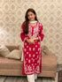 Miesha Iyer in Premium Hand Embroidery Chikankari Kurta Modal Cotton- Red